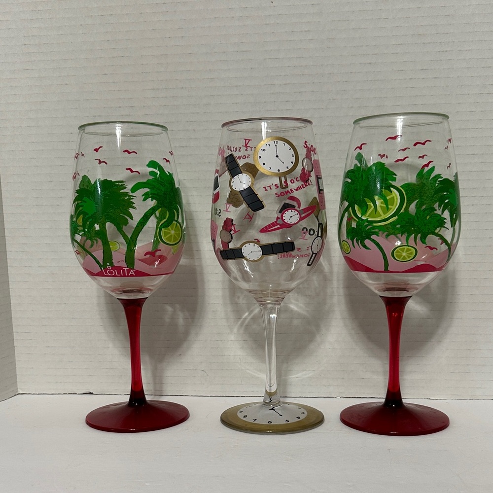 Lolita Tropical Palm Caipirinha  & 5 o’clock Somewhere Acrylic Wine Glasses